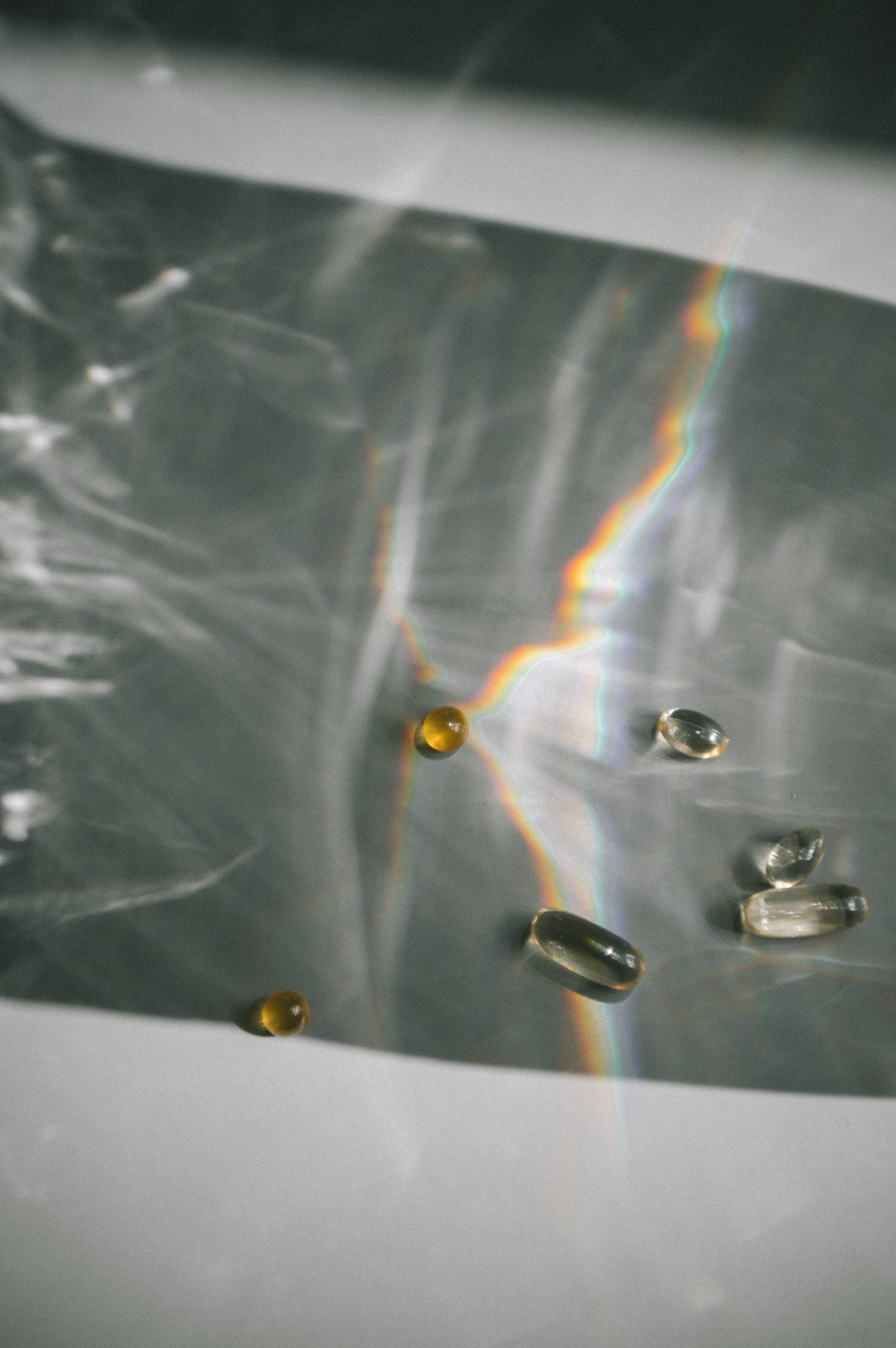 softgels in a beam of light