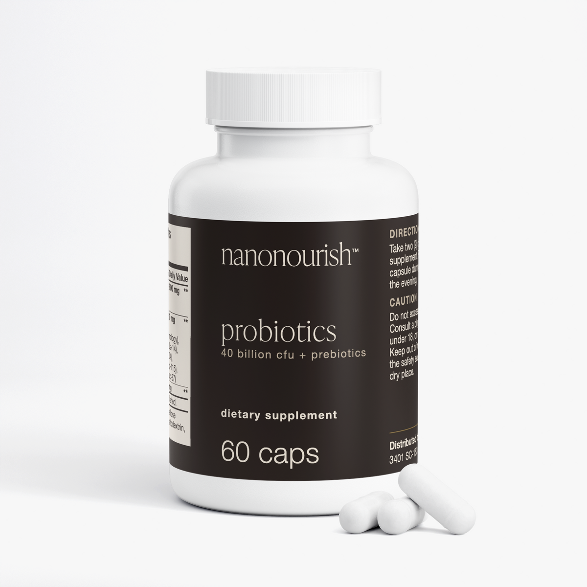 nanonourish™ probiotics, label view 2