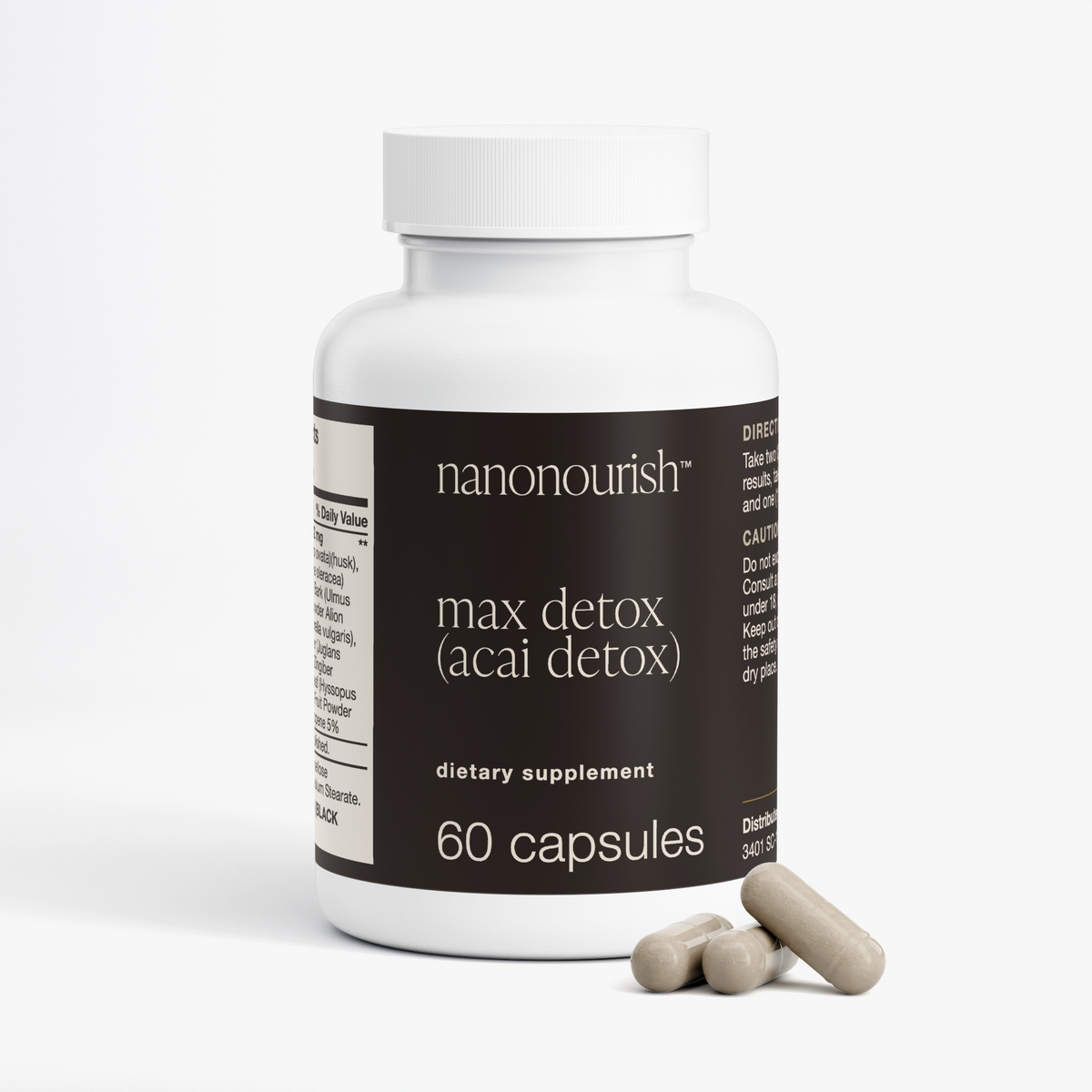 nanonourish™ max detox (acai detox), label view 2