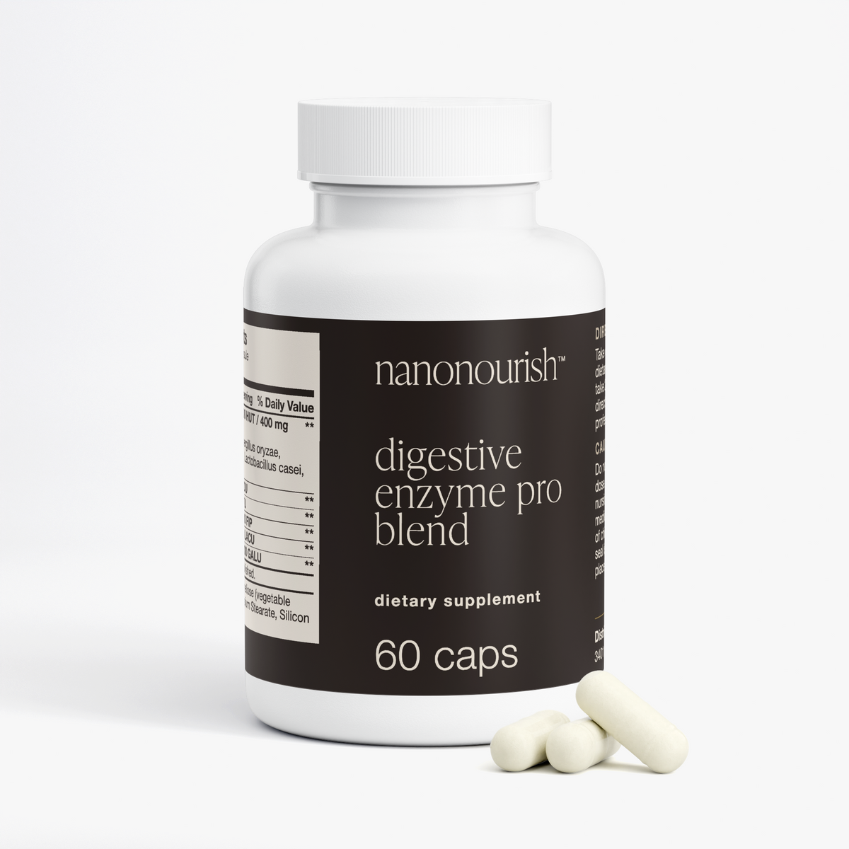 nanonourish™ digestive enzyme pro blend, label view 2