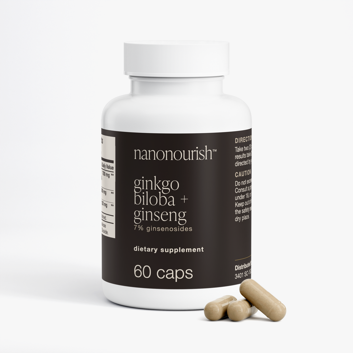 nanonourish™ ginkgo biloba + ginseng, label view 2