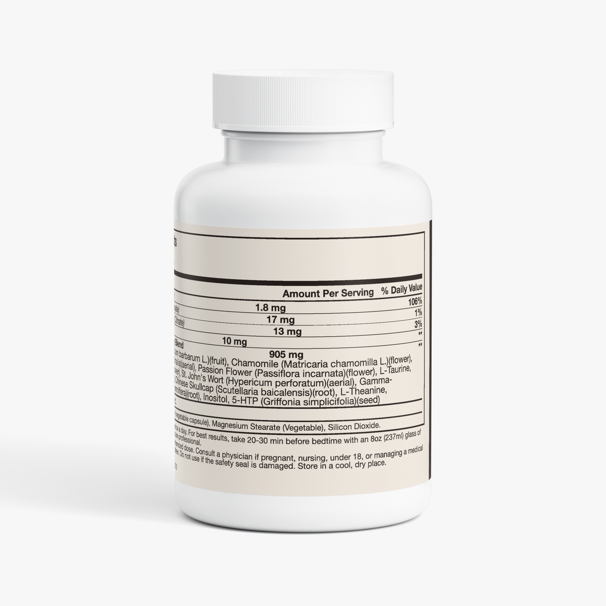 nanonourish™ sleep support, label view 1