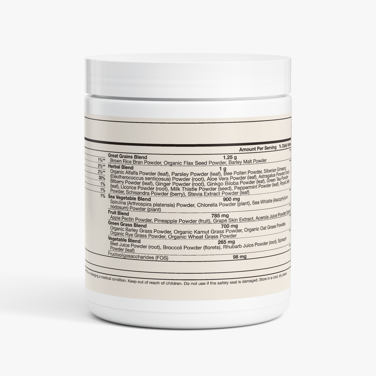 nanonourish™ ultra cleanse smoothie greens, label view 1