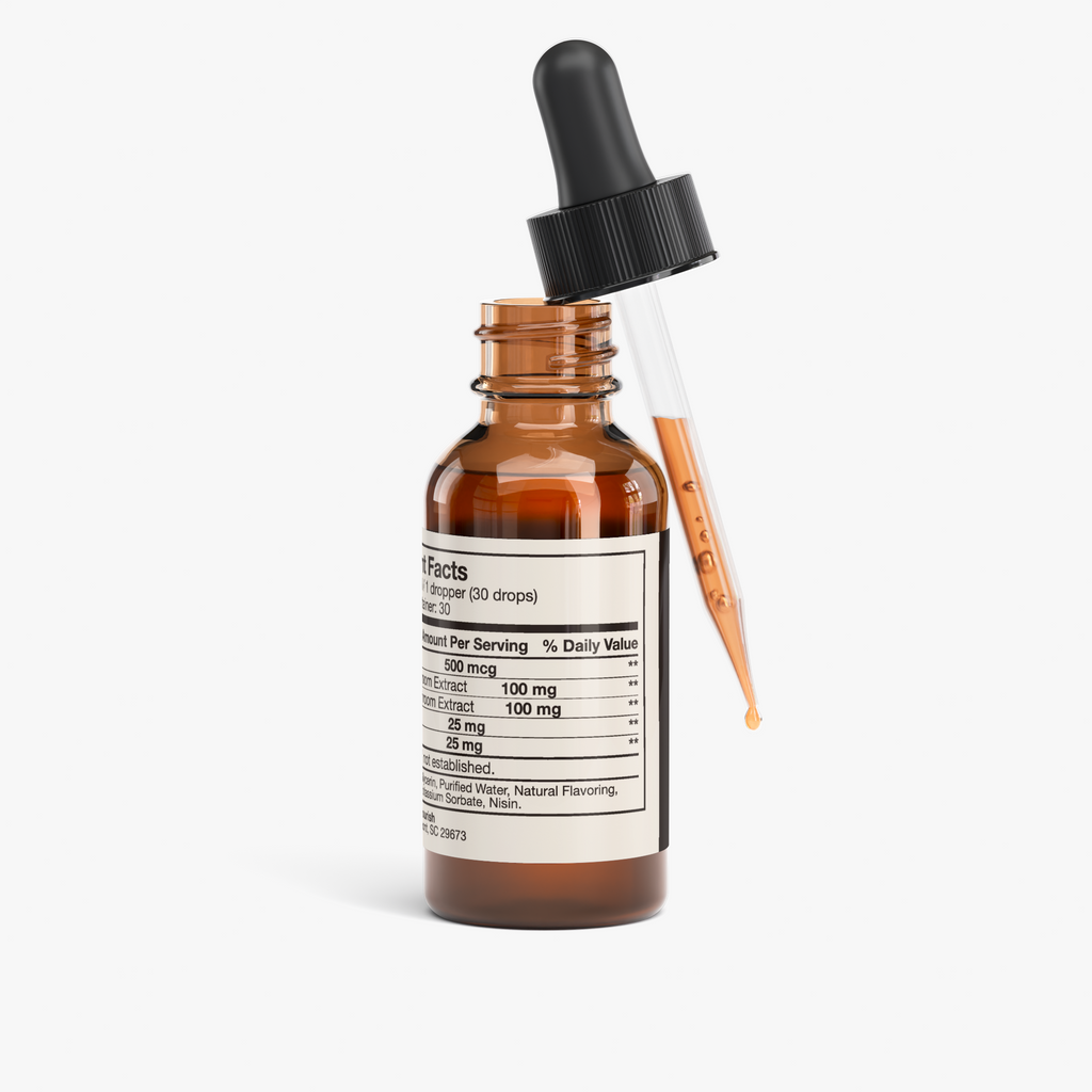 nanonourish™ mushroom energy & cognition drops, label view 2
