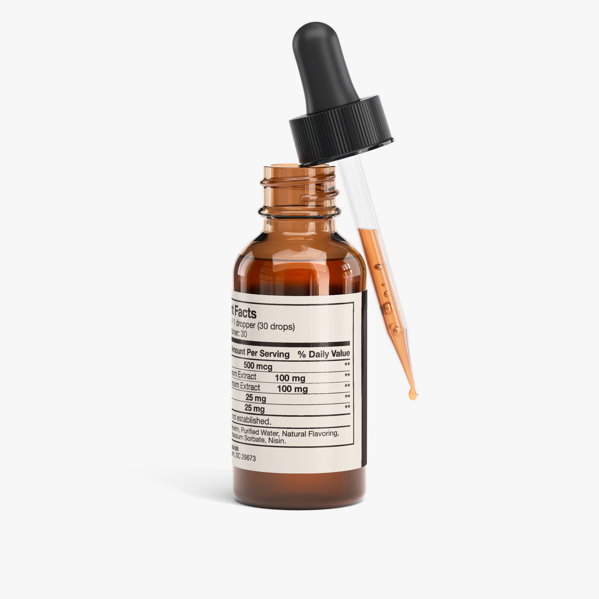 nanonourish™ mushroom energy & cognition drops, label view 2
