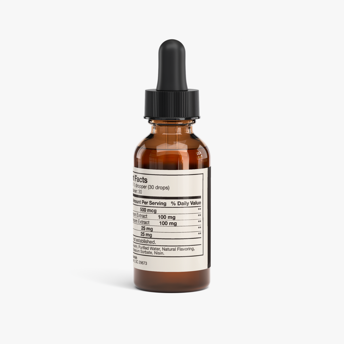 nanonourish™ mushroom energy & cognition drops, label view 1