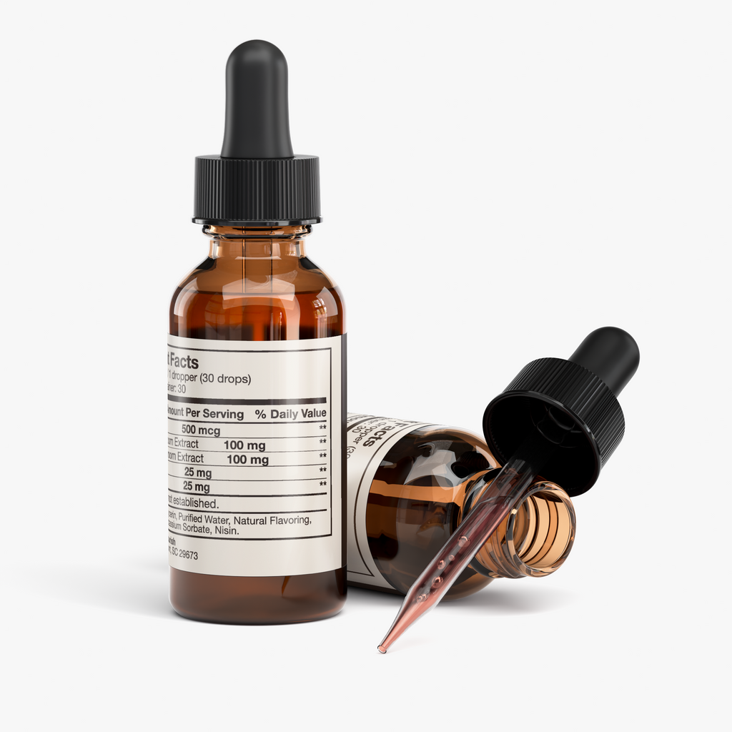 nanonourish™ mushroom energy & cognition drops, label view 3