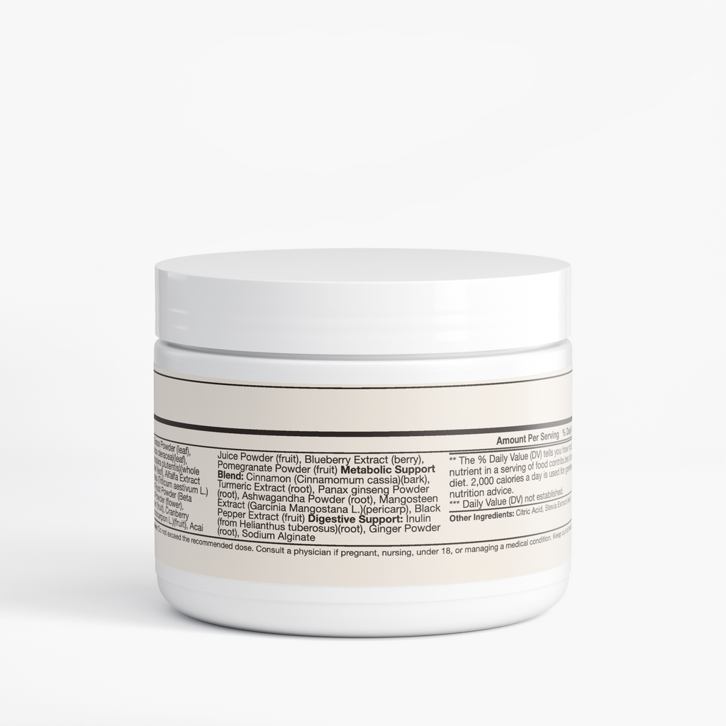 nanonourish™ greens superfood, label view 1