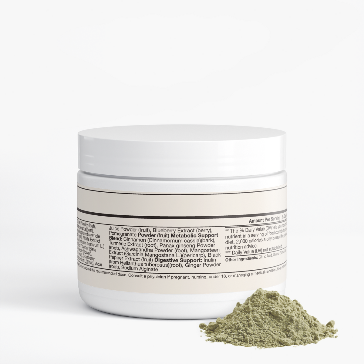 nanonourish™ greens superfood, label view 2