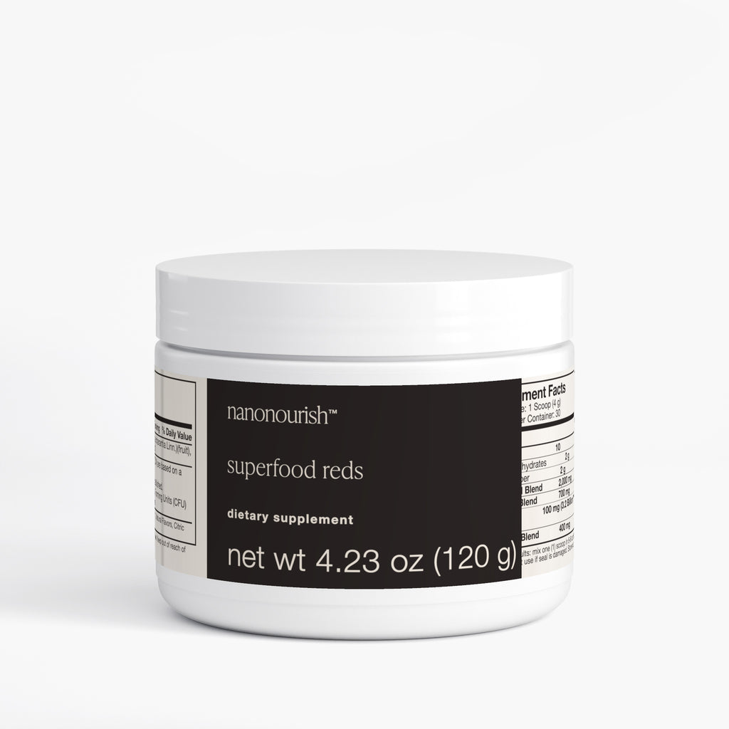 nanonourish™ reds superfood, front of the label