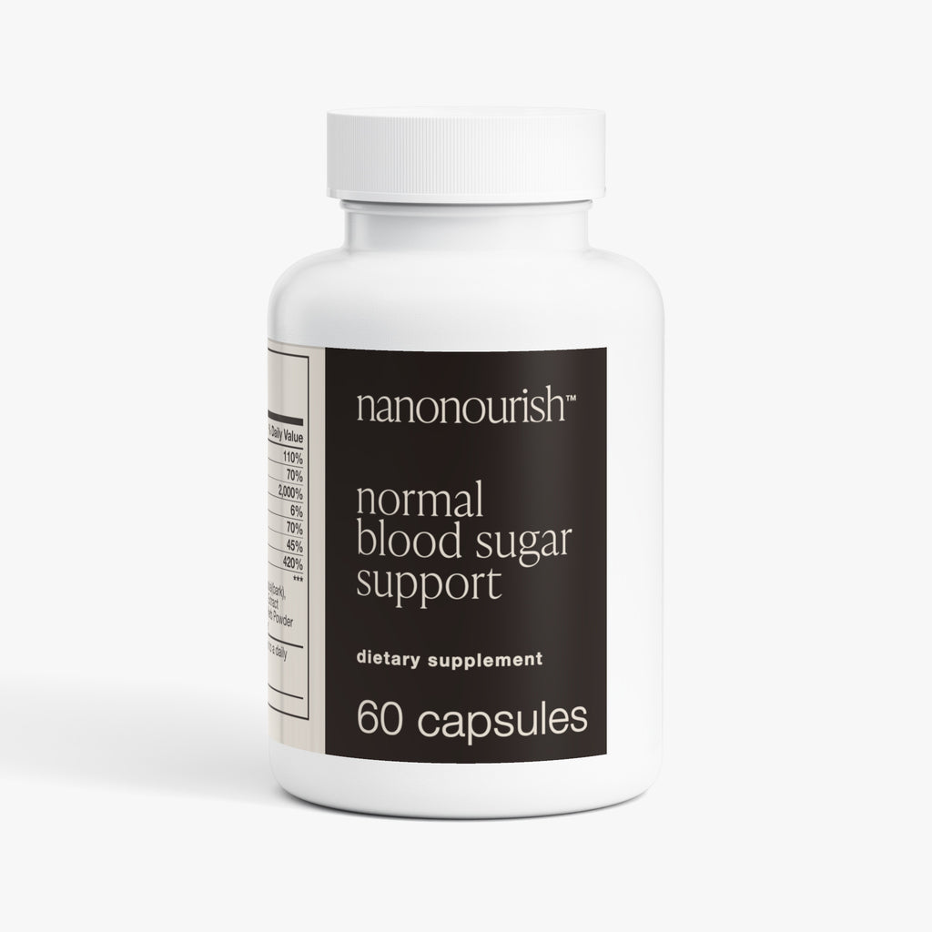 nanonourish™ normal blood sugar support, front of the label