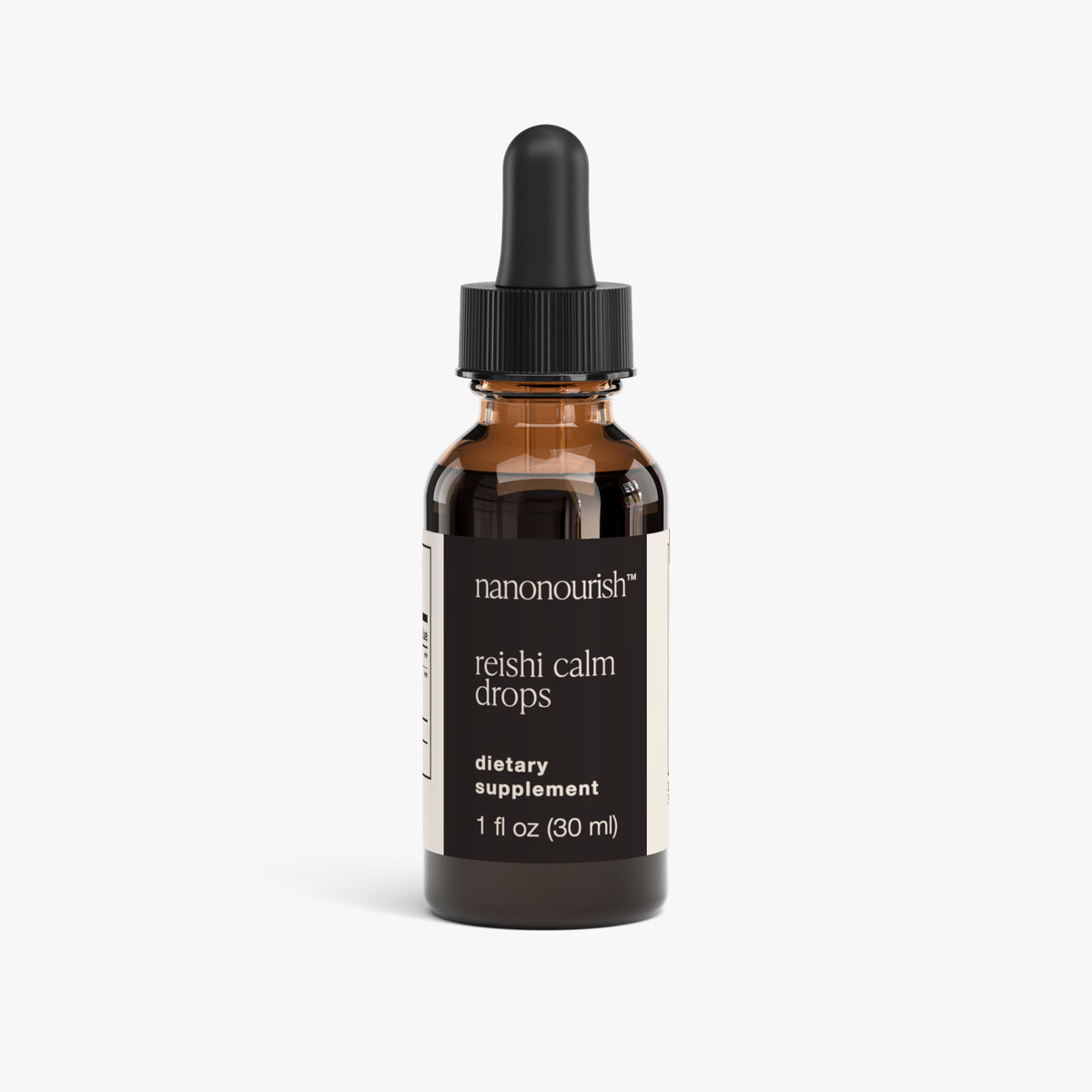 nanonourish™ reishi calm drops, front of the label