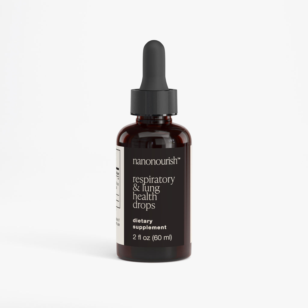 nanonourish™ respiratory & lung health drops, front of the label