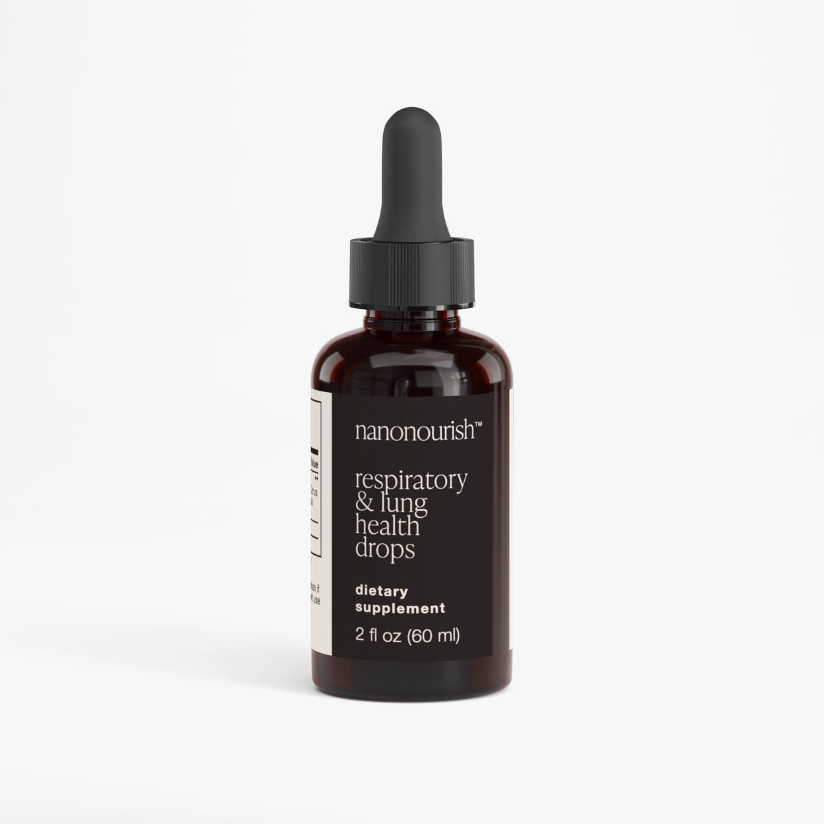 nanonourish™ respiratory & lung health drops, front of the label