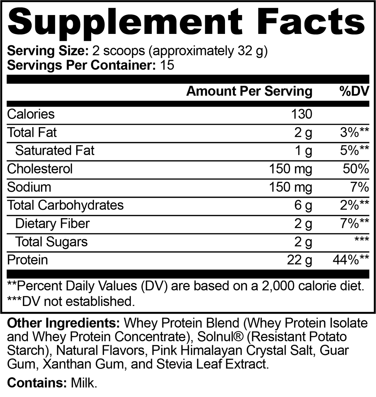 nanonourish™ whey protein vanilla, Supplement Facts panel