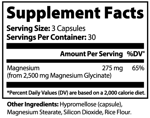 nanonourish™ magnesium glycinate, Supplement Facts panel